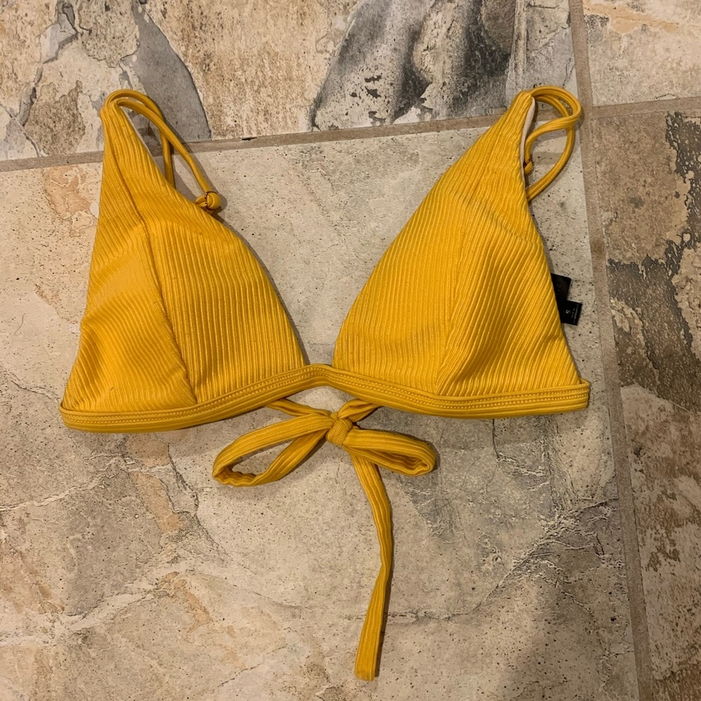 Yellow ribbed bikini top